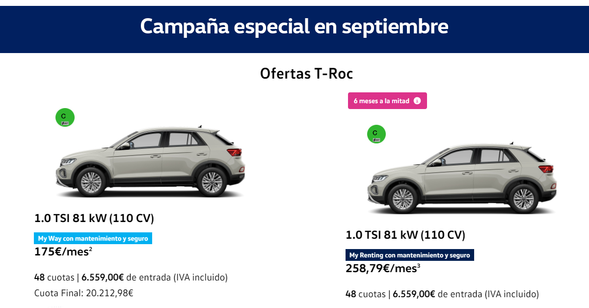 oferta especial T-roc septiembre my way2